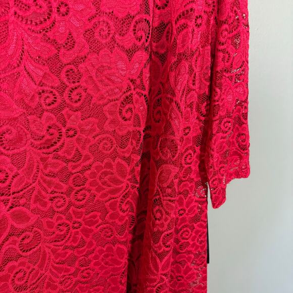 Avenue NWT Red Lace Midi Shift Special Occasion Dress - 30/32 - Womens Plus Size - Picture 3 of 10